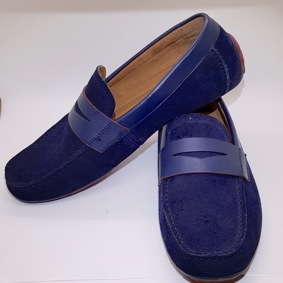 ALFANI NAVY BLUE SUEDE LEATHER SHOES - Picture 4 of 9